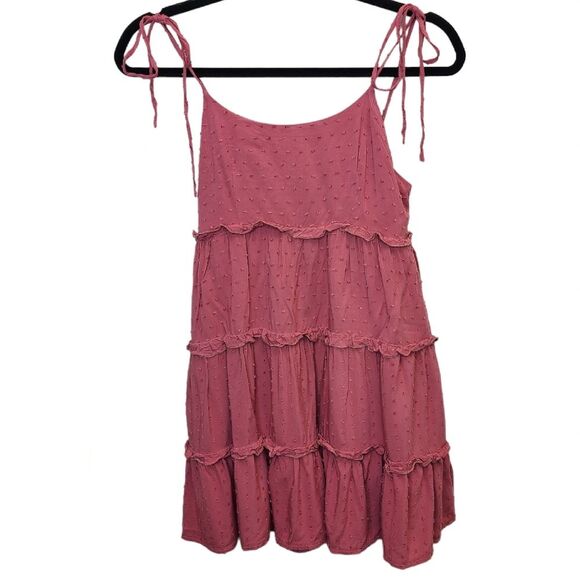 SHEIN Dot Frill Trim Cami Mauve Lined Mini Dress S (4) - Picture 6 of 13